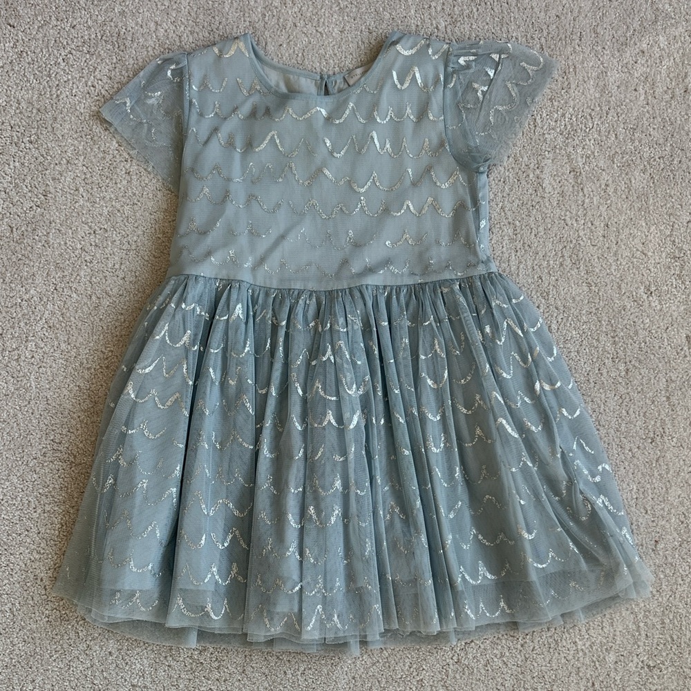 Stella McCartney Kids Foil/Tulle Party Dress - light blue silver - size 6